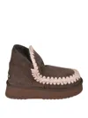 Mou Mini Eskimo Platform Boots With Crochet Detailing In Brown