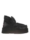 Mou Mini Eskimo Platform Boot In Cracked Black In Black