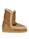 Mou Eskimo 24 Low Heels Ankle Boots In Leather Color Suede In Beige
