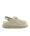 Mou Bounce Back Strapped Clogs In White