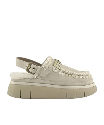 Mou Bounce Back Strapped Clogs In White