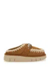 Mou Bounce Beige Mules With Logo Lettering And Open Rear In Leather Woman In Beige