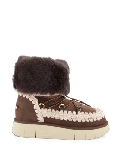 Mou Bounce Boot Fur-cuff Boots In Brown