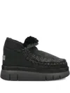 Mou Bounce Braided-trim Shearling Ankle Boots In Black