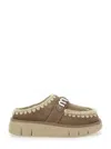 Mou 'bounce' Brown Mules With Logo Lettering And Open Rear