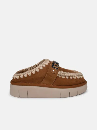 Mou Bounce Camel Sheepskin Slippers In Brown