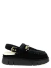 Mou Bounce Clog Back Strap Flat Shoes Black In Black
