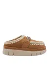 Mou Logo-lettering Whipstitch-trim Mules In Brown