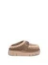 Mou 'bounce' Brown Mules With Logo Lettering And Open Rear In Brown