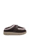 Mou Bounce Clog Slipper-mule In Brown Suede In Black
