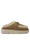 Mou Logo-buckle Slippers In Brown