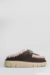 Mou Bounce Clog Slipper-mule In Brown Suede In Brown