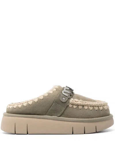 Mou Bounce Clog Slippers In Green