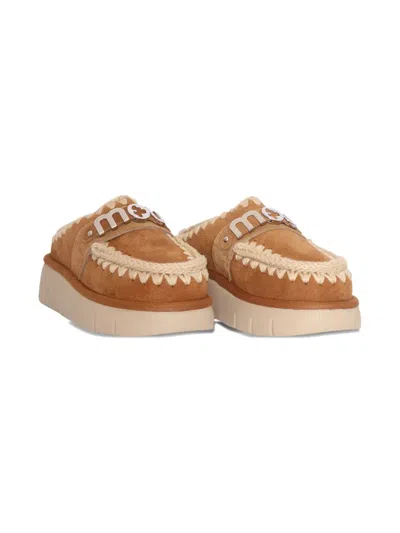 Mou Kids' Bounce Clog Suede Shoes In Brown