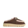 Mou Bounce Clog With Metal Logo And Shearling Insole In Brown