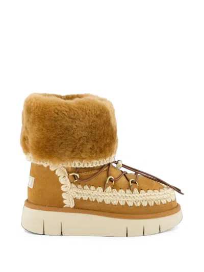 Mou Bounce Fur-cuff Boots In Yellow