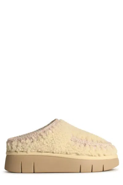 Mou 'bounce' White Leather Slippers In Beige