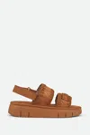 Mou Bounce Suede Flatform Sandals In Brown