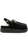 Mou Bounce Clog Back Strap Flat Shoes Black In Black