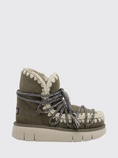 Mou Bounce Suede Ankle Boots With Embroidery And Adjustable Straps In Multi