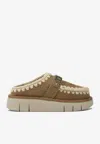 Mou Bounce Suede Clogs In Multi