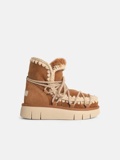 Mou 'bounce' Suede Cognac Ankle Boots In Multi