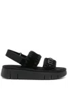 Mou Bounce Suede Flatform Sandals In Black
