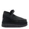Mou Bounce Braided-trim Shearling Ankle Boots In Black