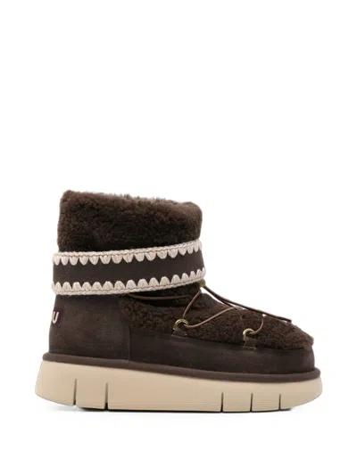 Mou Bounce Wool Boots In Brown