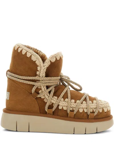 Mou Bounce Wool Boots In Brown
