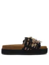 Mou Braided Brown Sandals With Textured Upper In Black