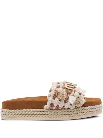 Mou Braided-strap Platform Sandals In Brown