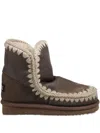 Mou Eskimo 18 Sheepskin Boots With Crochet Stitching In Brown