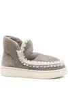 Mou Braided-trim Suede Boots In Gray