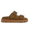 Mou Slip-on Sandals With Decorative Buckles In Brown