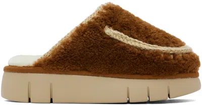 Mou Brown Bounce Slippers In Cog Cognac