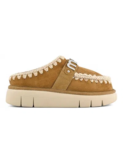 MOU BROWN DOUBLE-FACE SHEEPSKIN BOUNCE CLOG