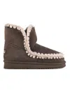Mou Eskimo 18 Sheepskin Boots With Crochet Stitching In Brown