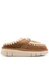 Mou 45mm Suede Platform Mules In Nude