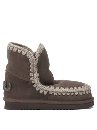 Mou Brown Sheepskin Ankle Boots