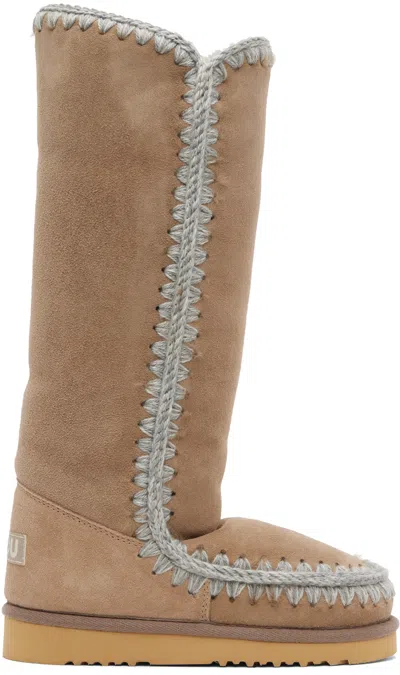 Mou Brown Suede Boots In Dkst Dark Stone