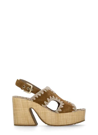 Mou Brown Suede Leather Sandals