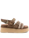 Mou Buckle-embellished Platform Sandals In Brown