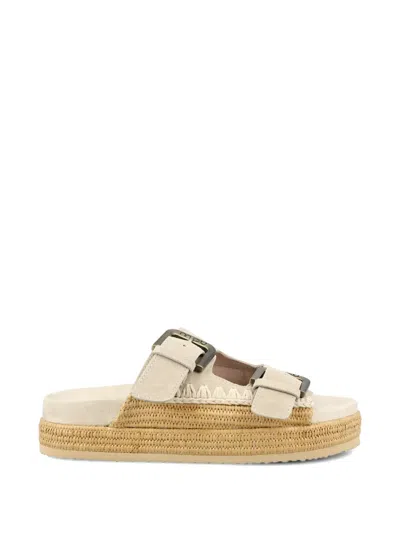 Mou Buckle Platform Sandals In Brown