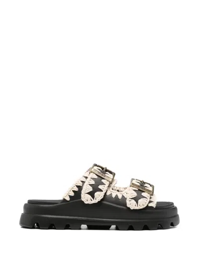 Mou Buckle-strap Crochet-detail Sandals In Multi