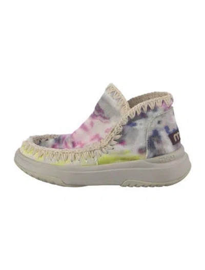 Pre-owned Mou Canvas Tie-dye Print Boots In Blue