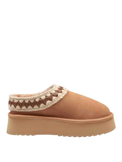 Mou Clog Platform In Savana Color Suede In Brown