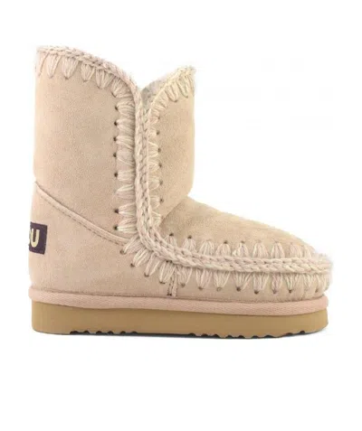 Mou Classic Round-headed Snow Boots In Nude