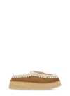 Mou Eskimo Stitching Slipper-mule In Cognac