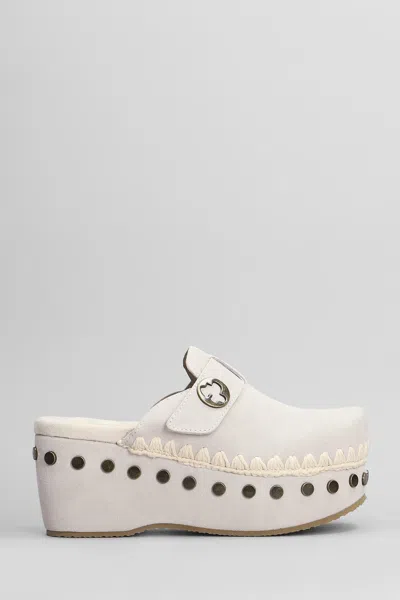 MOU CLOG PLAIN SLIPPER-MULE IN GREY SUEDE